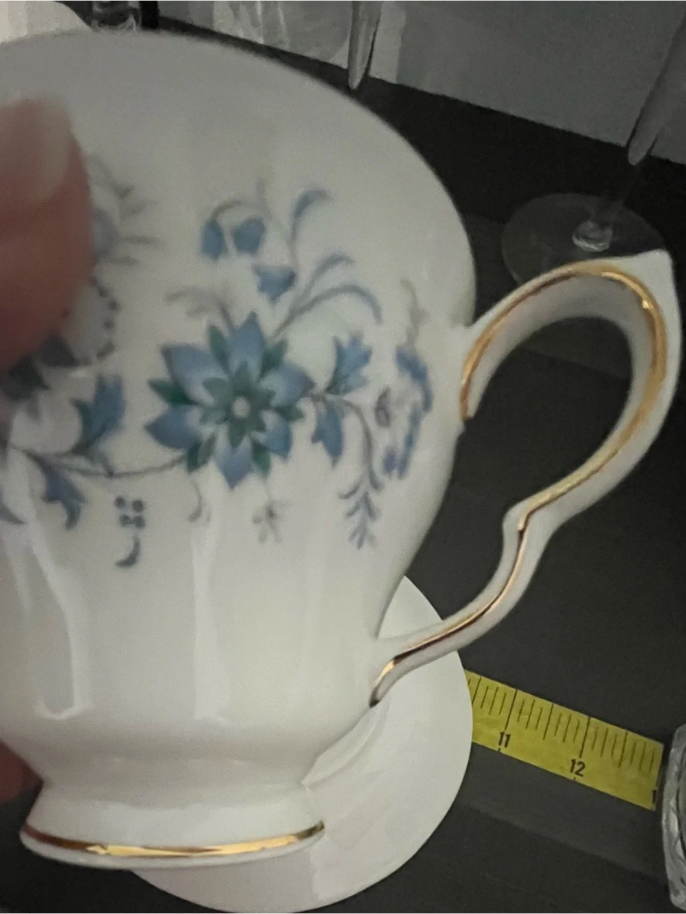 Colclough Braganza Blue Floral bone china Teacup and Saucer with Gold Trim